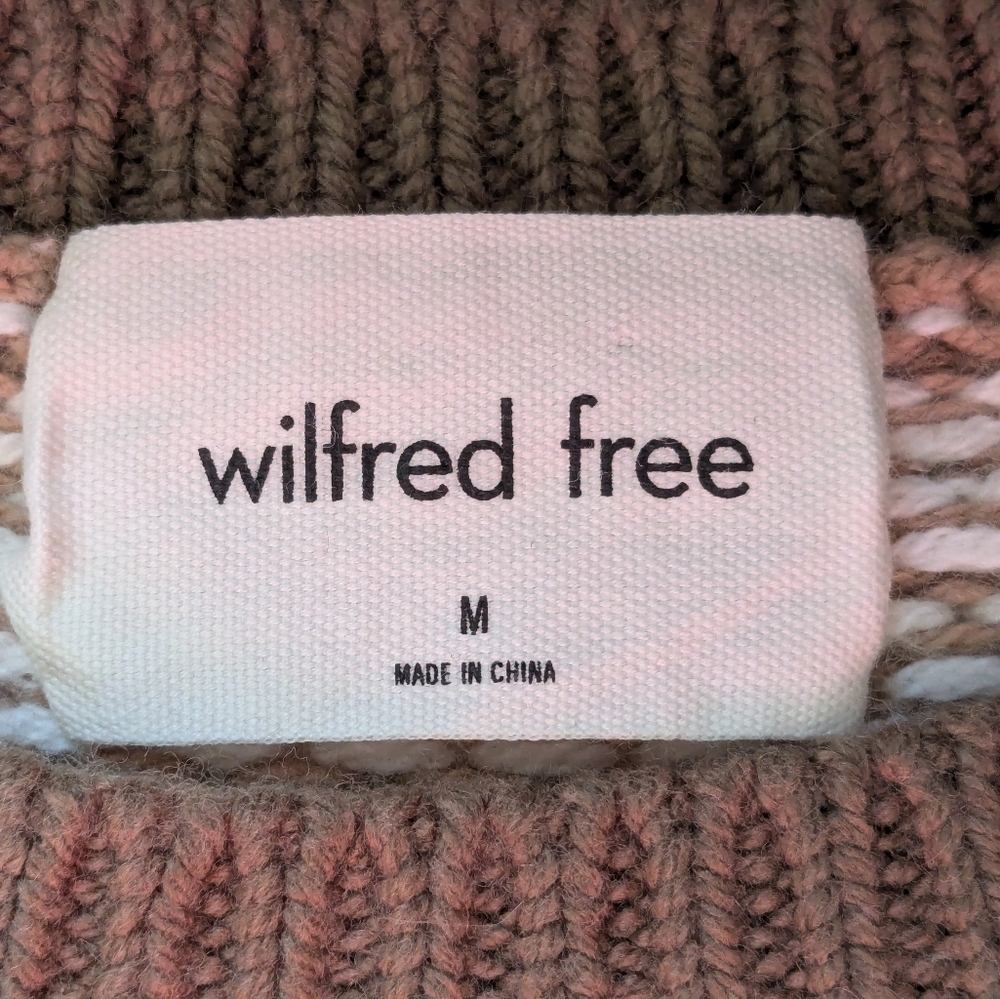 🤎🤍 Wilfred Free Nordic Merino Cotton Blend Crewneck Knit Sweater, M - Picture 5 of 13
